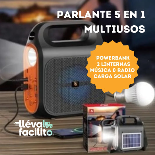 Parlante PowerBoom 5 en 1: Música, Luz y Energía Donde Sea